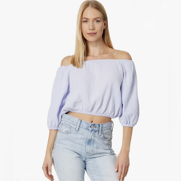 Bobi los angeles elastic boatneck top yellow NWT - Picture 3 of 3